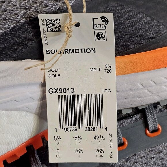 Adidas Solarmotion Spikeless Golf Shoes Gray Impact Orange GX9013 - Men\'s Size 9 main image 13